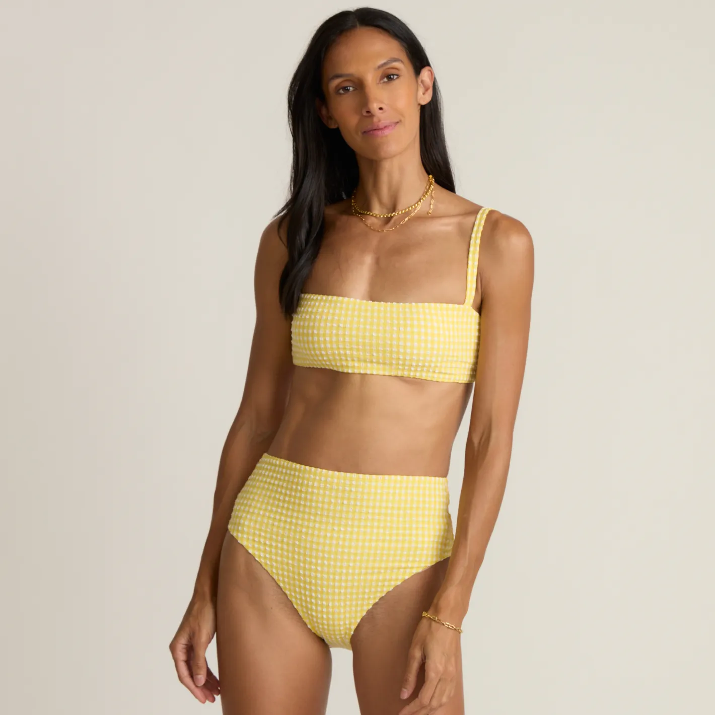 women's soleil gingham high waist bikini bottom sold by minnow product image thumbnail 2
