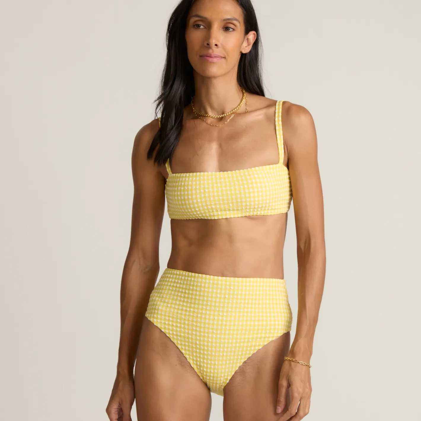 women's soleil gingham high waist bikini bottom sold by minnow product image thumbnail 4