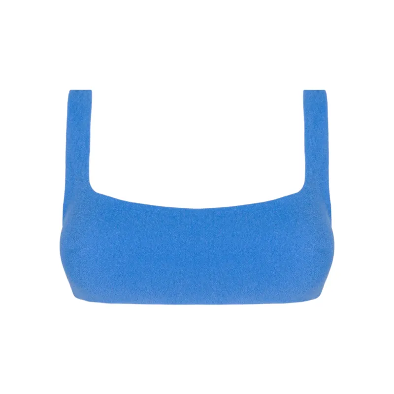 women's deep sea blue terry square neck bikini top sold by minnow