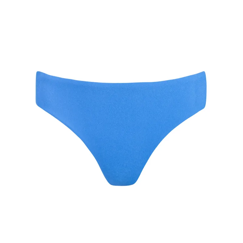 women's deep sea blue terry mid rise bikini bottom sold by minnow