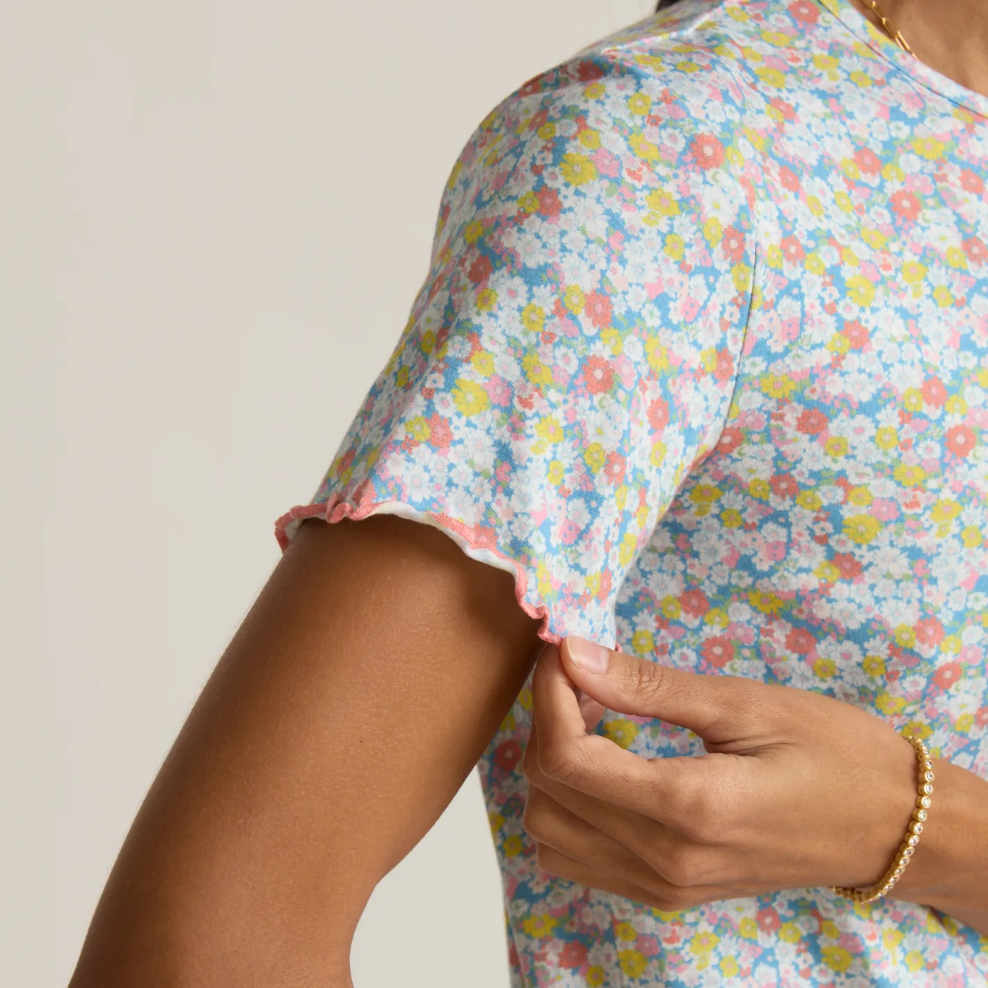 women's jasmine blossom shirt and short pima pajamas set sold by minnow product image thumbnail 5