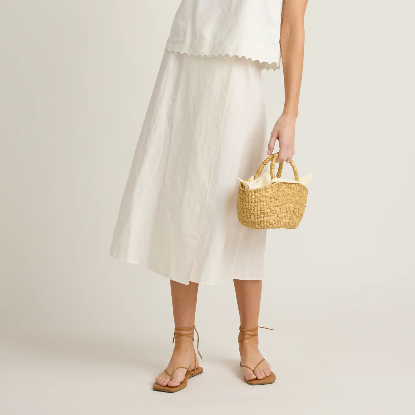 women's white linen wrap skirt sold by minnow product image thumbnail 5