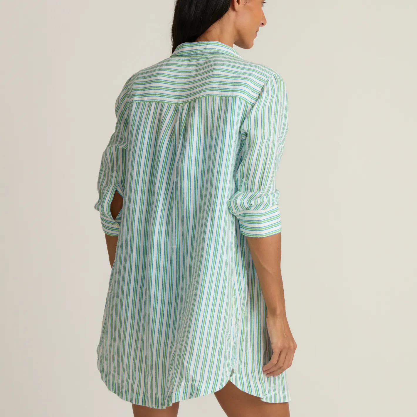 women's tamarin stripe long sleeve button down shirt dress sold by minnow product image thumbnail 4