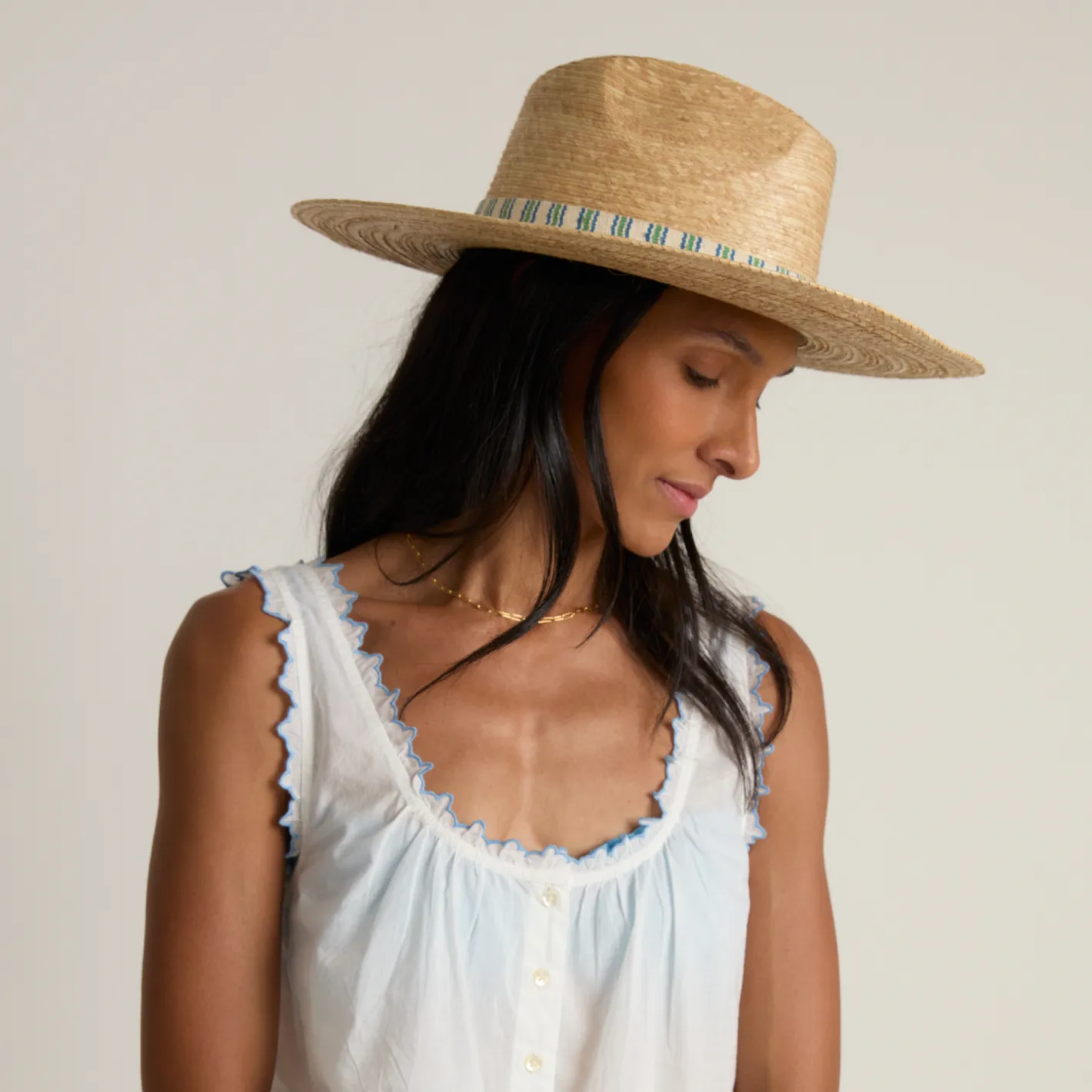sunshine tienda women's tamarin stripe palm hat sold by minnow product image thumbnail 2