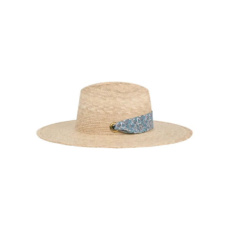 sarah bray bermuda palmetto little girls hat with original slate floral ribbon made by minnow