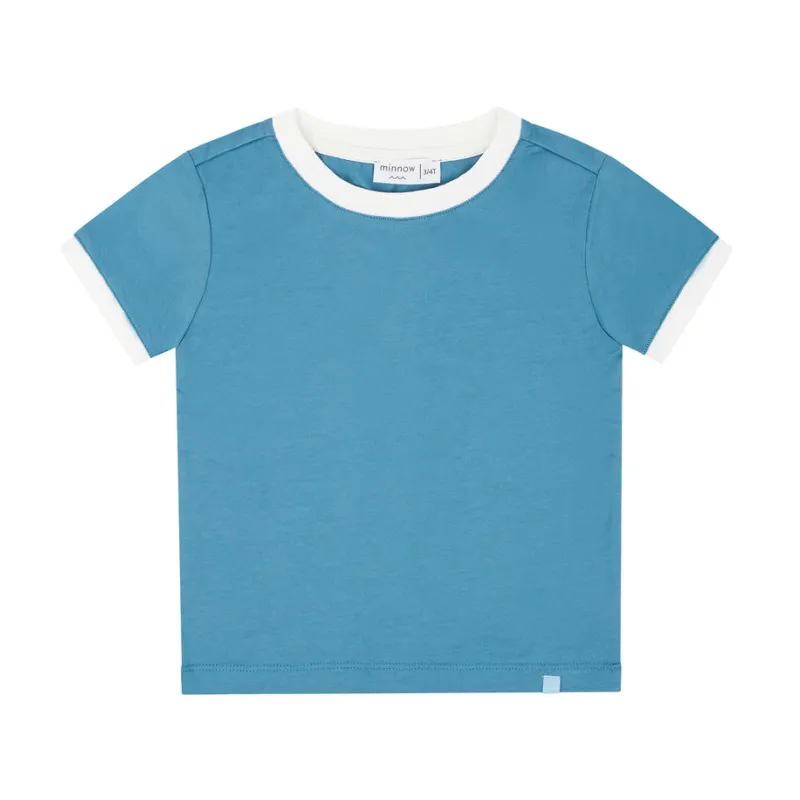 unisex cerulean blue ringer tee made by minnow