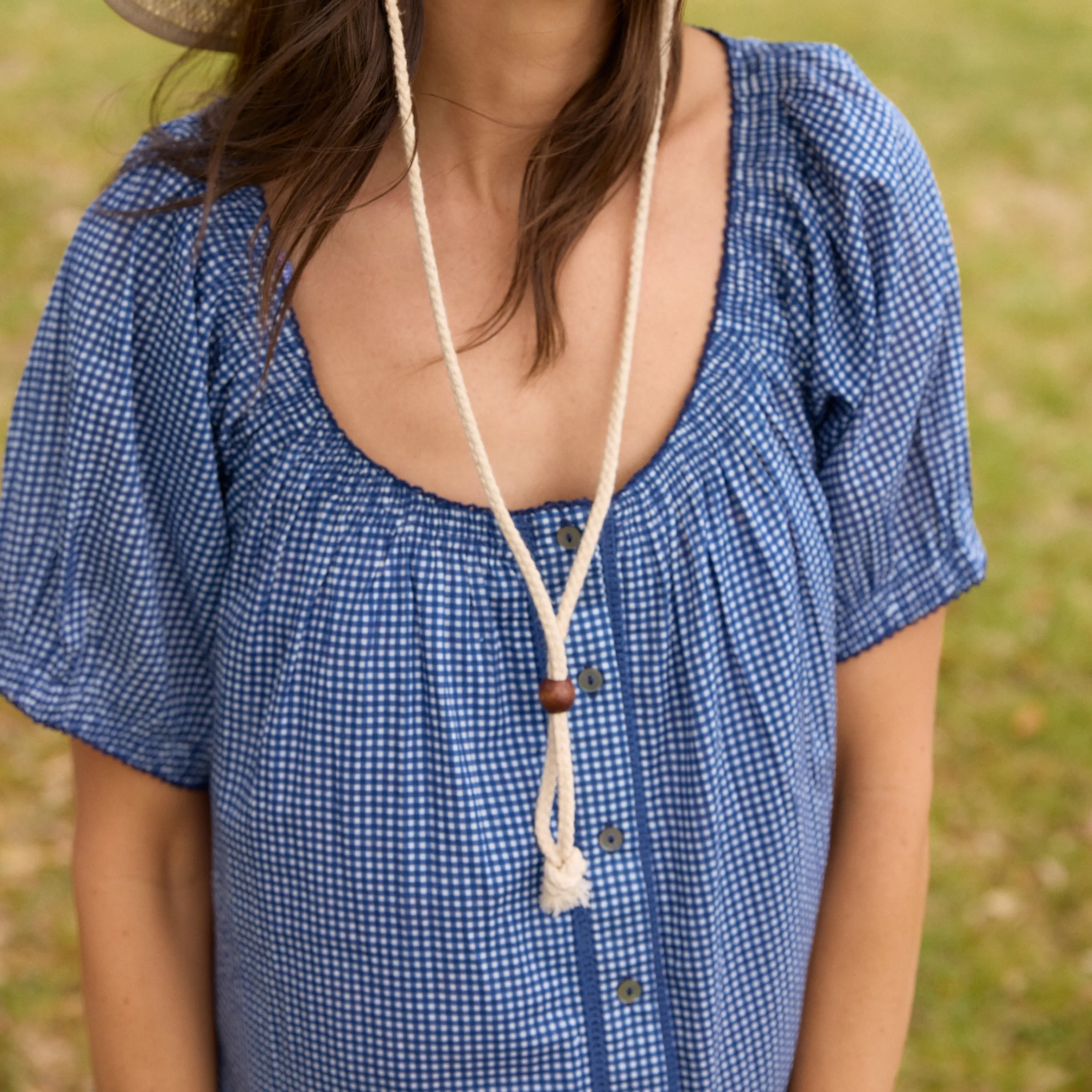 women's navy picnic gingham coverup sold by minnow product image thumbnail 5
