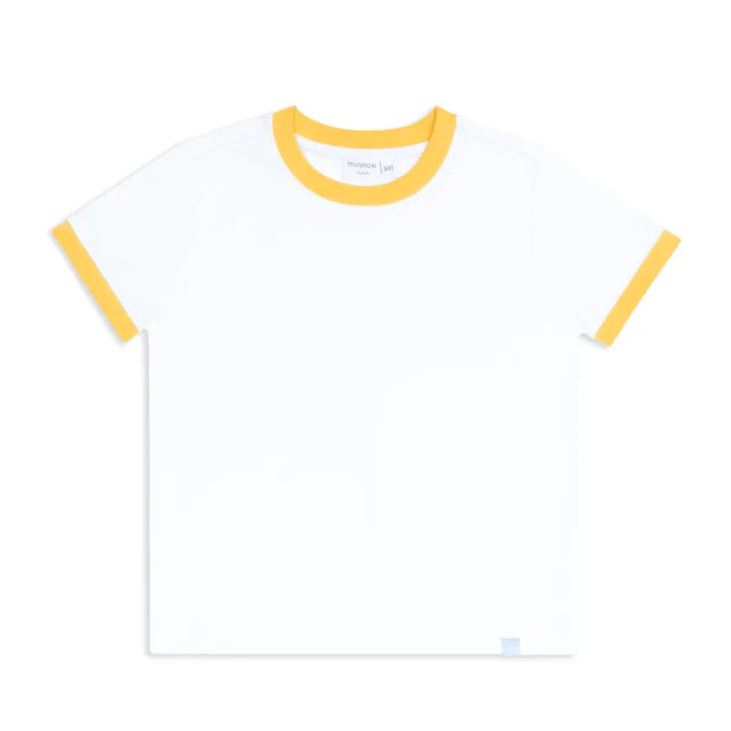 unisex white ringer tee made by minnow