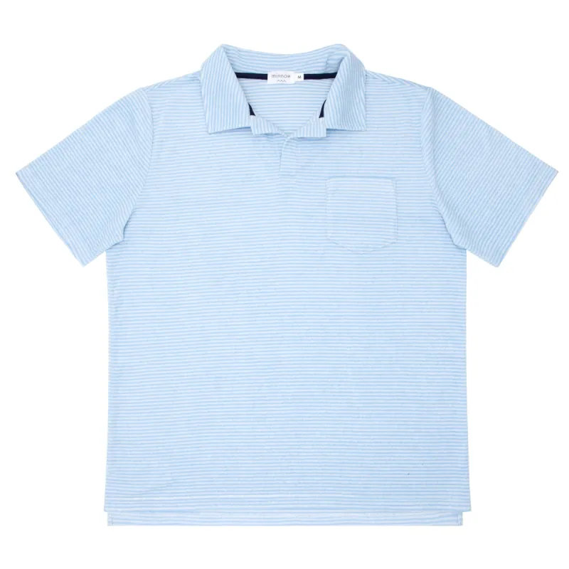 men's powder blue stripe french terry polo made by minnow