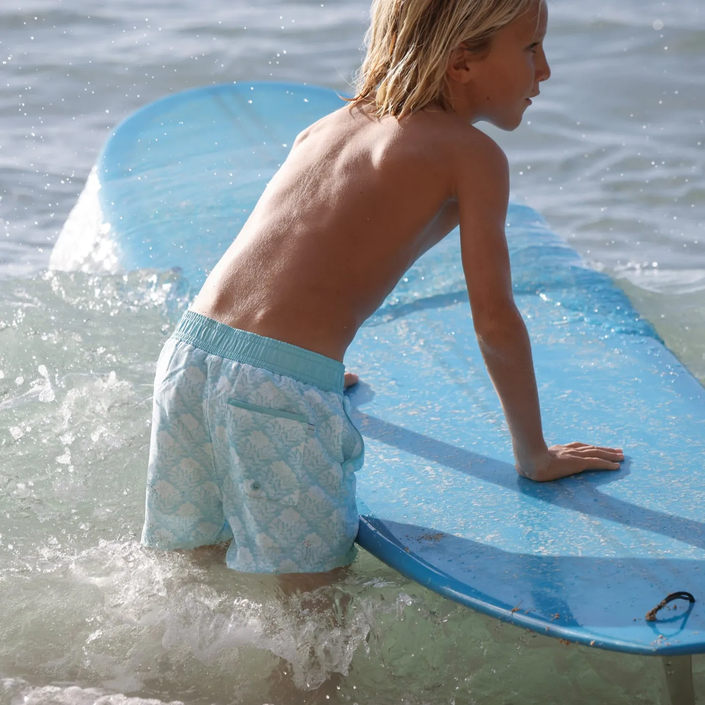 boys plumeria quilt boardie with side pockets sold by minnow product image thumbnail 2