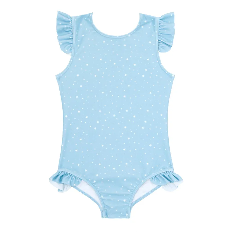 girls atlantic star ruffle sleeve rashguard one piece sold by minnow