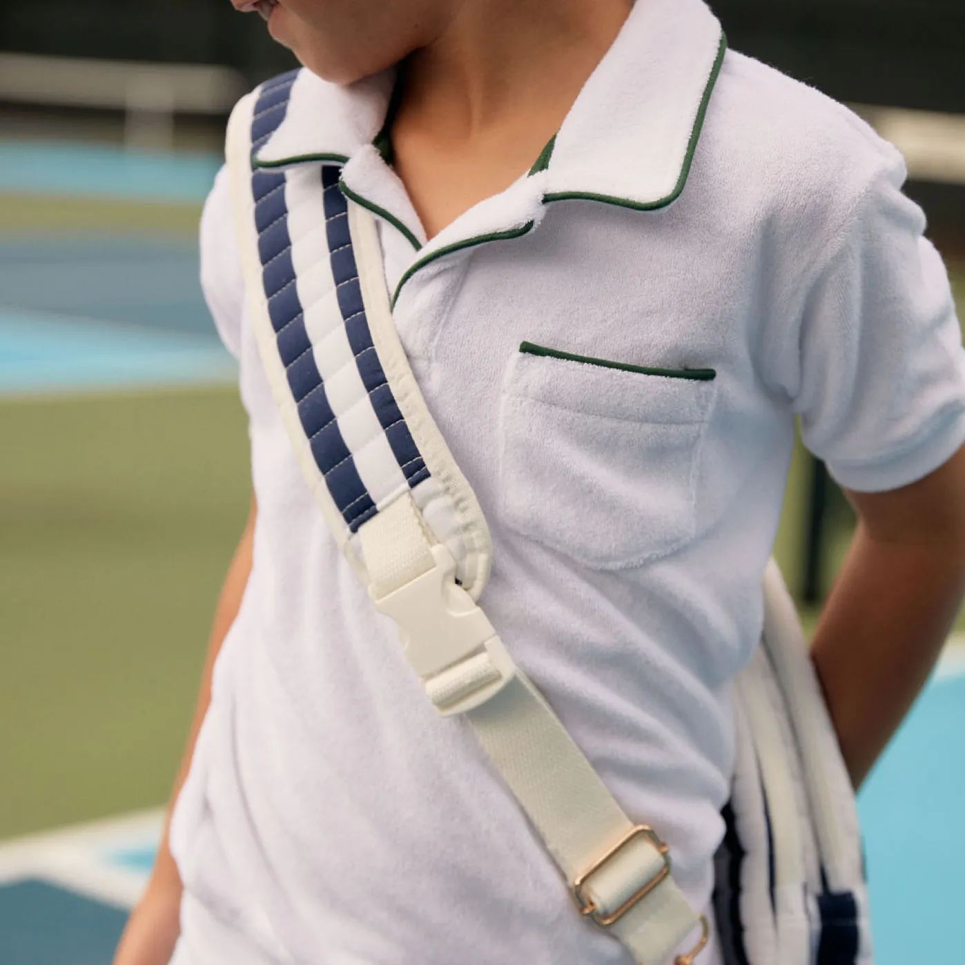 unisex white terry polo with ribbed hem sold by minnow product image thumbnail 3
