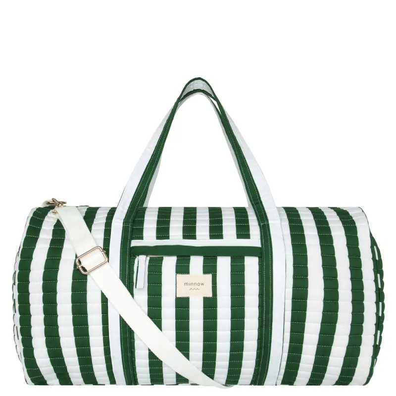 charleston green cabana stripe weekender bag sold by minnow