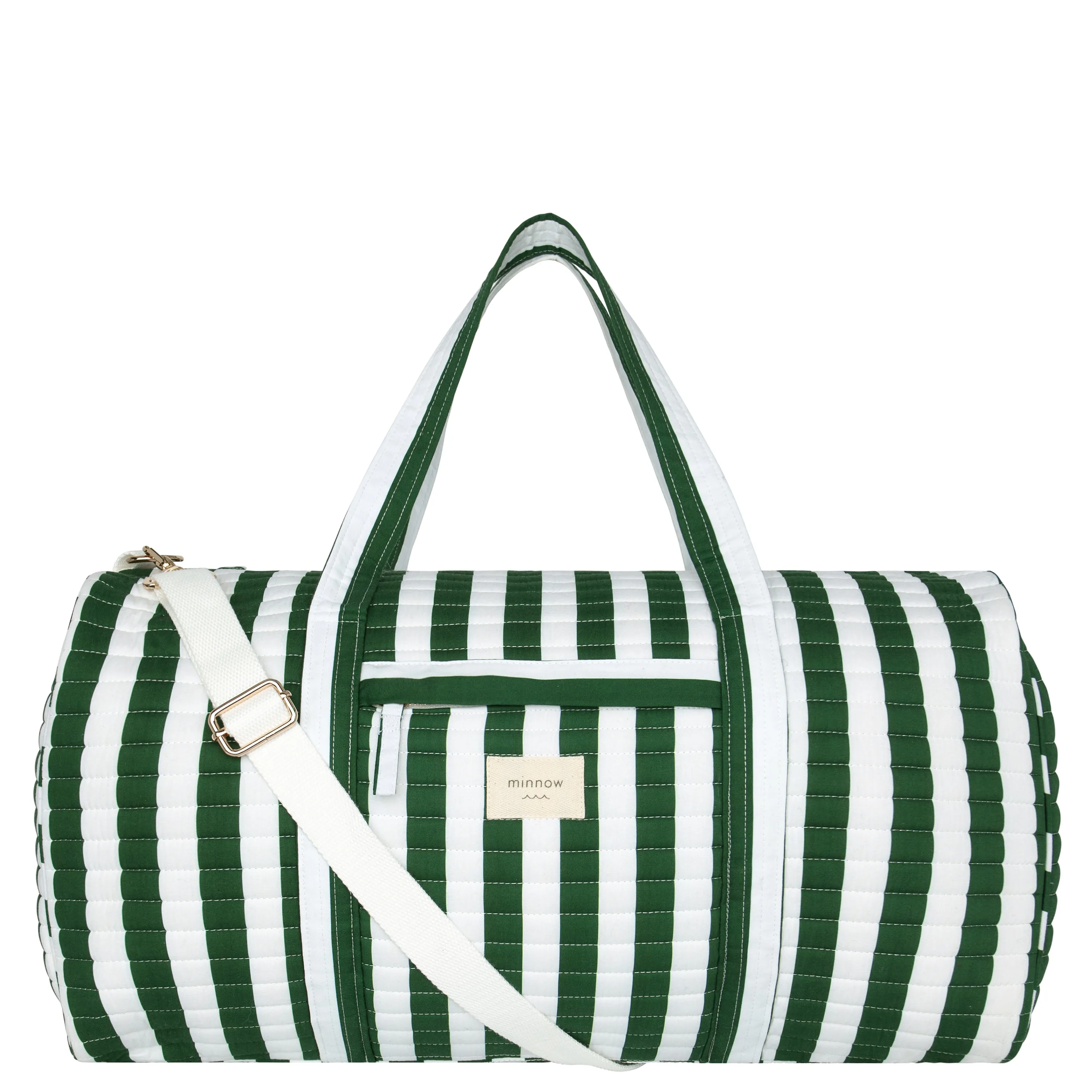 charleston green cabana stripe weekender bag sold by minnow