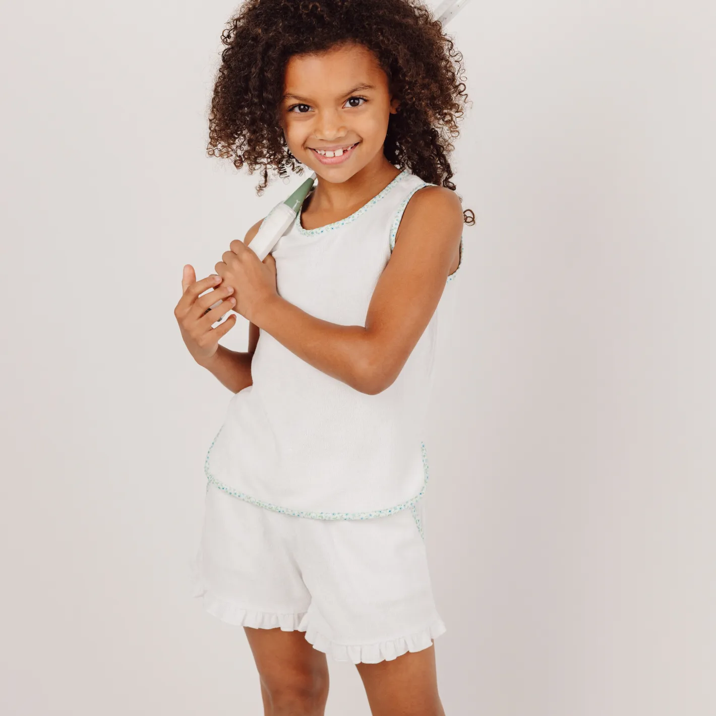 girls white french terry tank top sold by minnow product image thumbnail 4