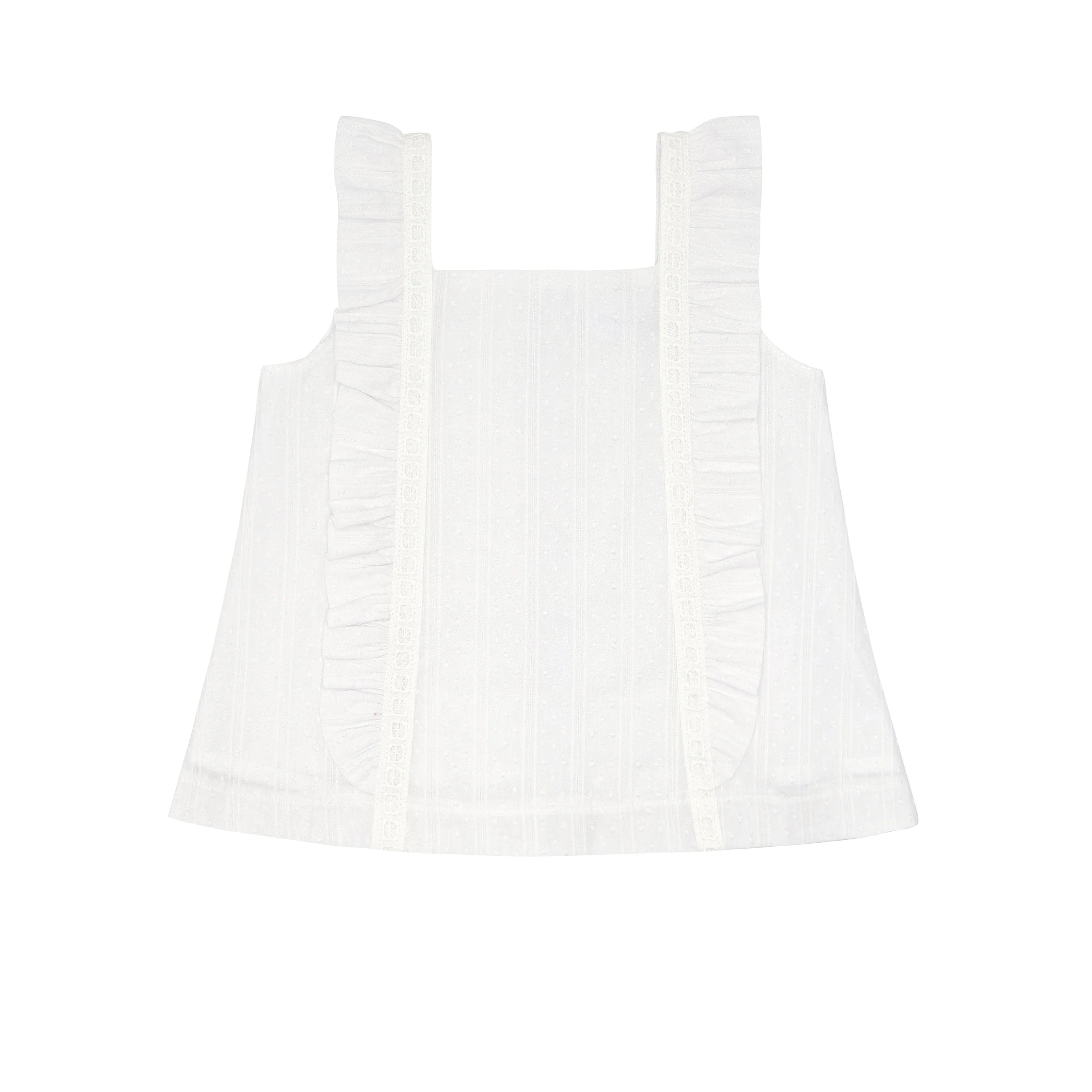girls gardenia swiss dot ruffle pinafore blouse sold by minnow