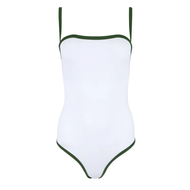 women's white with charleston green trim one piece sold by minnow