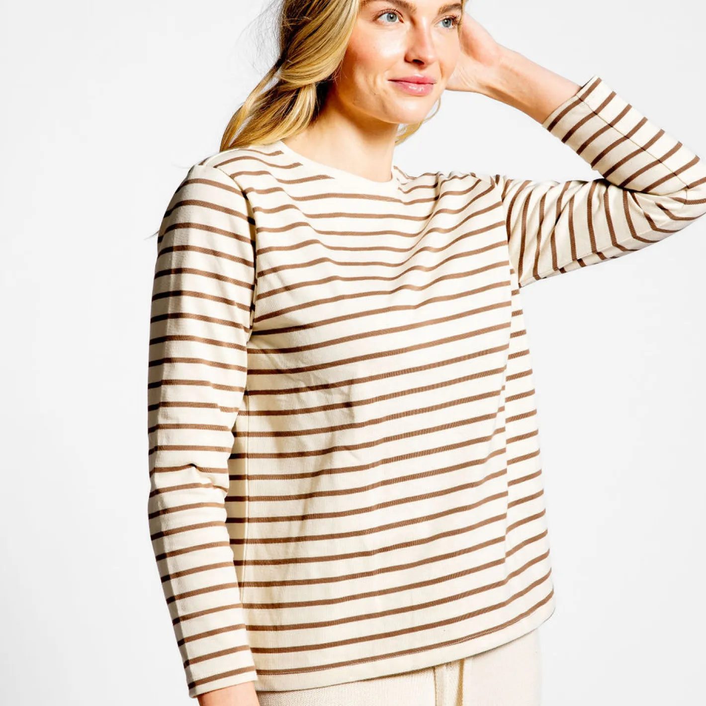 women's mocha stripe long sleeve tee sold by minnow product image thumbnail 2