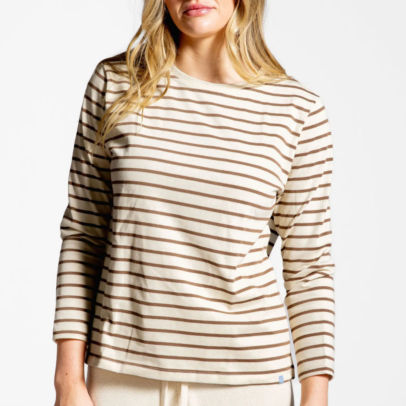 women's mocha stripe long sleeve tee sold by minnow product image thumbnail 5