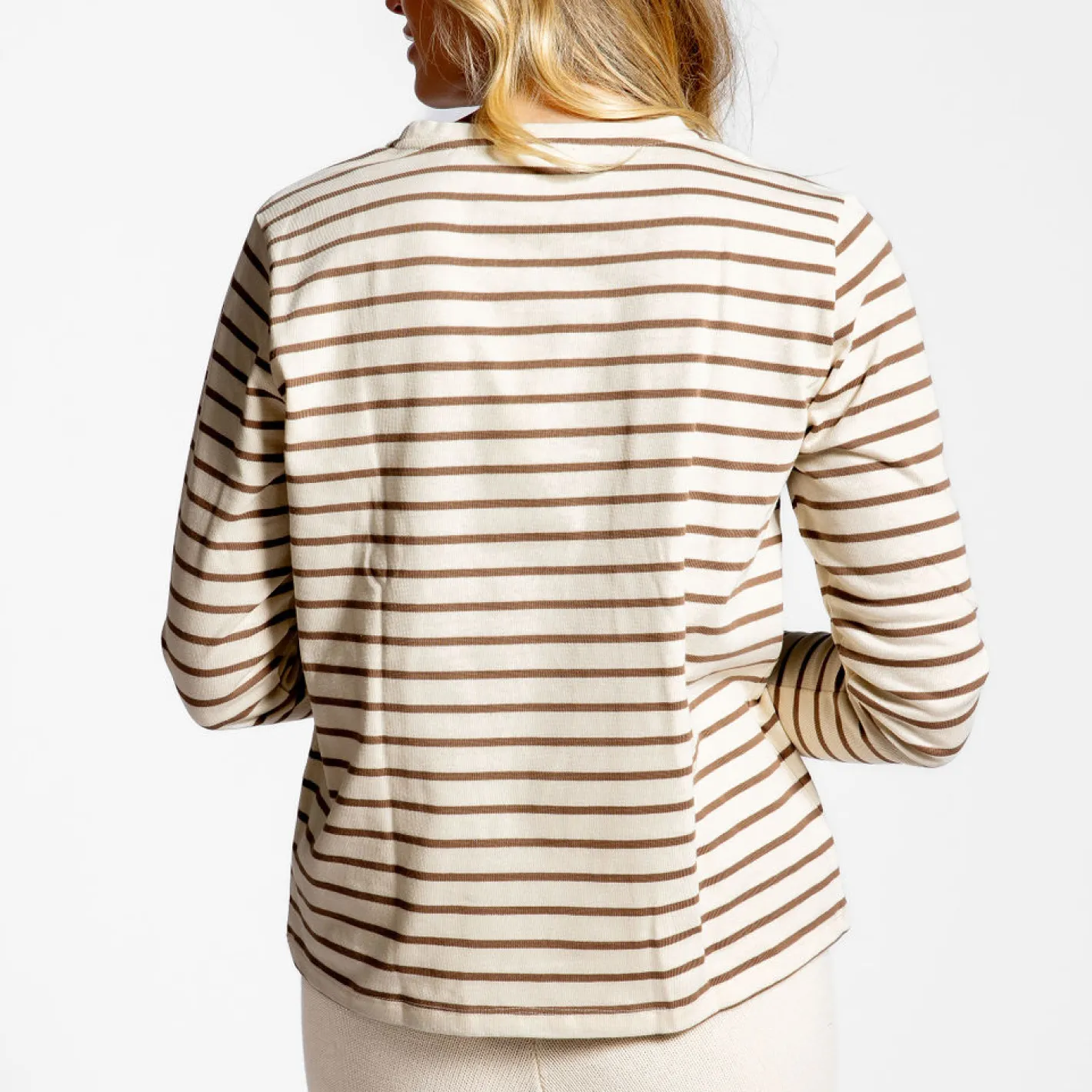 women's mocha stripe long sleeve tee sold by minnow product image thumbnail 4