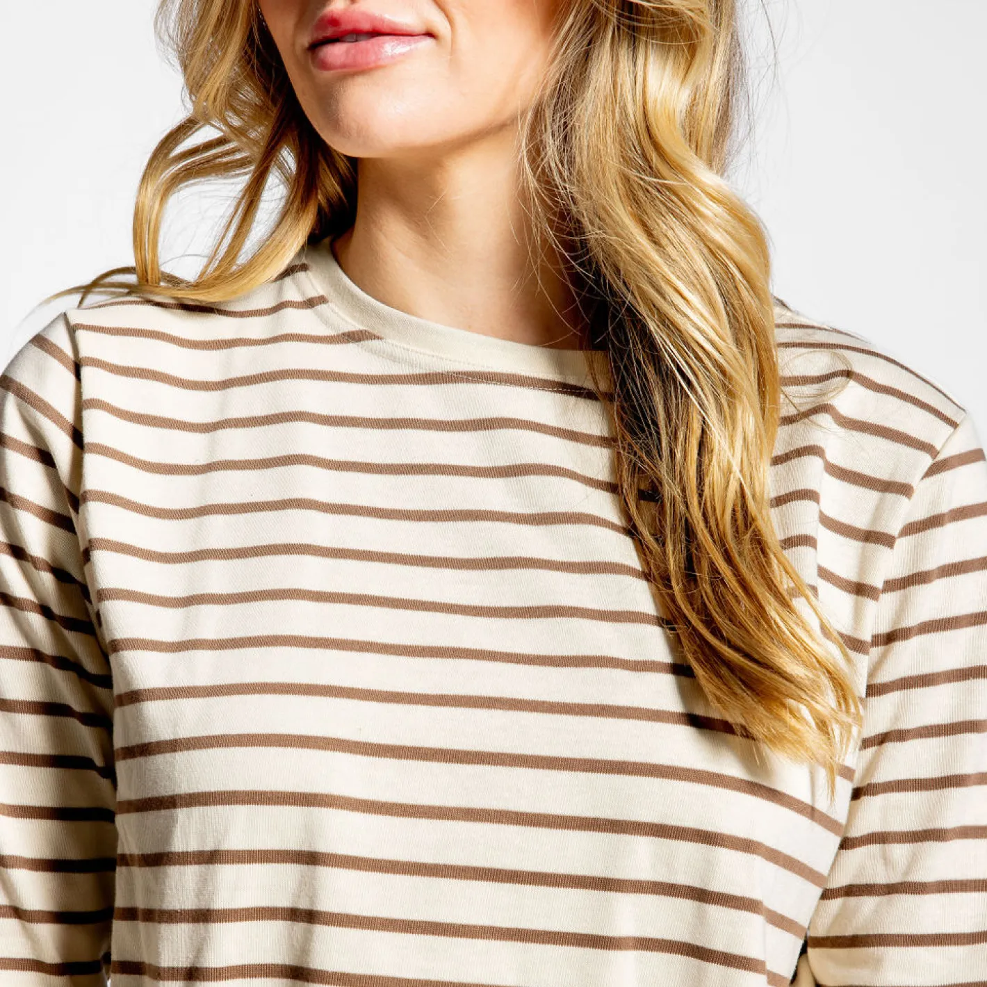 women's mocha stripe long sleeve tee sold by minnow product image thumbnail 3