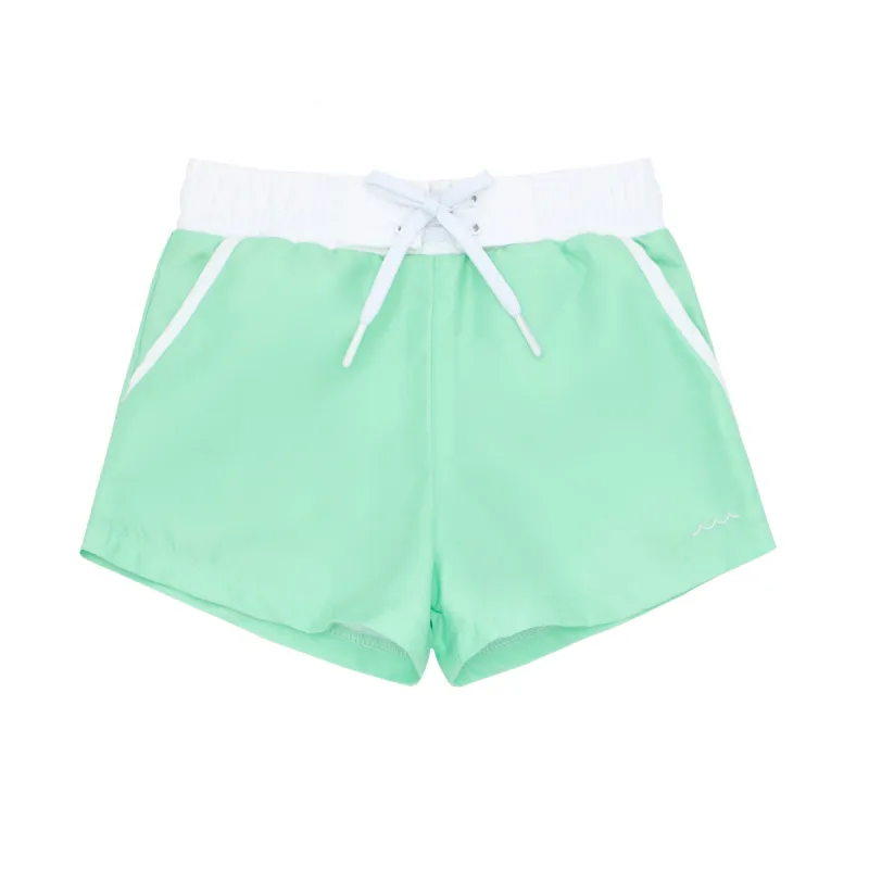 boys palm green boardie with pockets sold by minnow