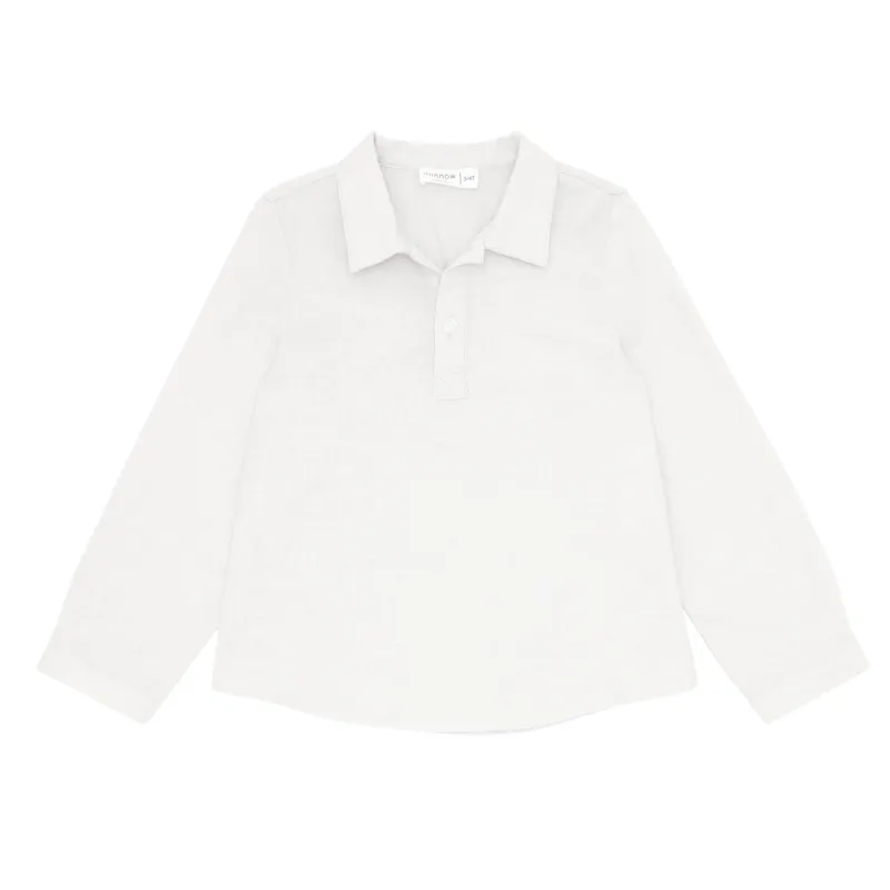 boys white long sleeve pop-over shirt made by minnow