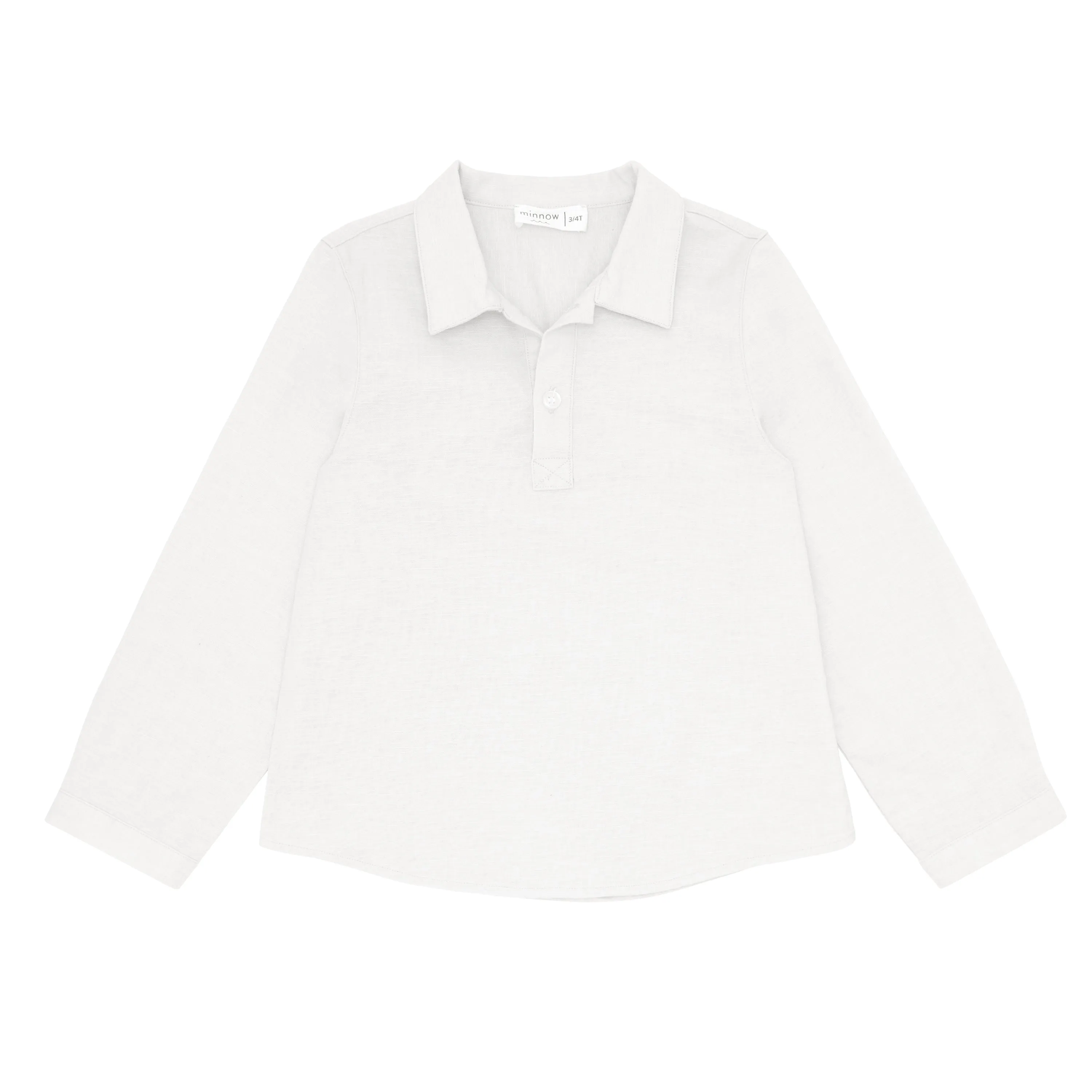 boys white long sleeve pop-over shirt sold by minnow