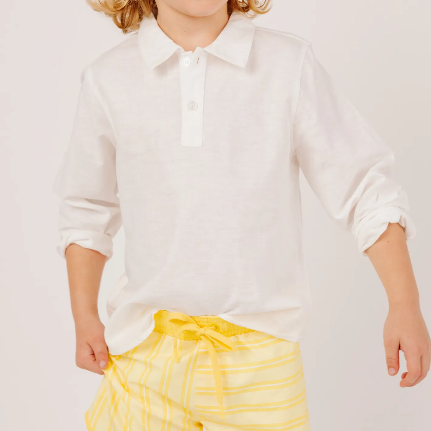 boys white long sleeve pop-over shirt sold by minnow product image thumbnail 3