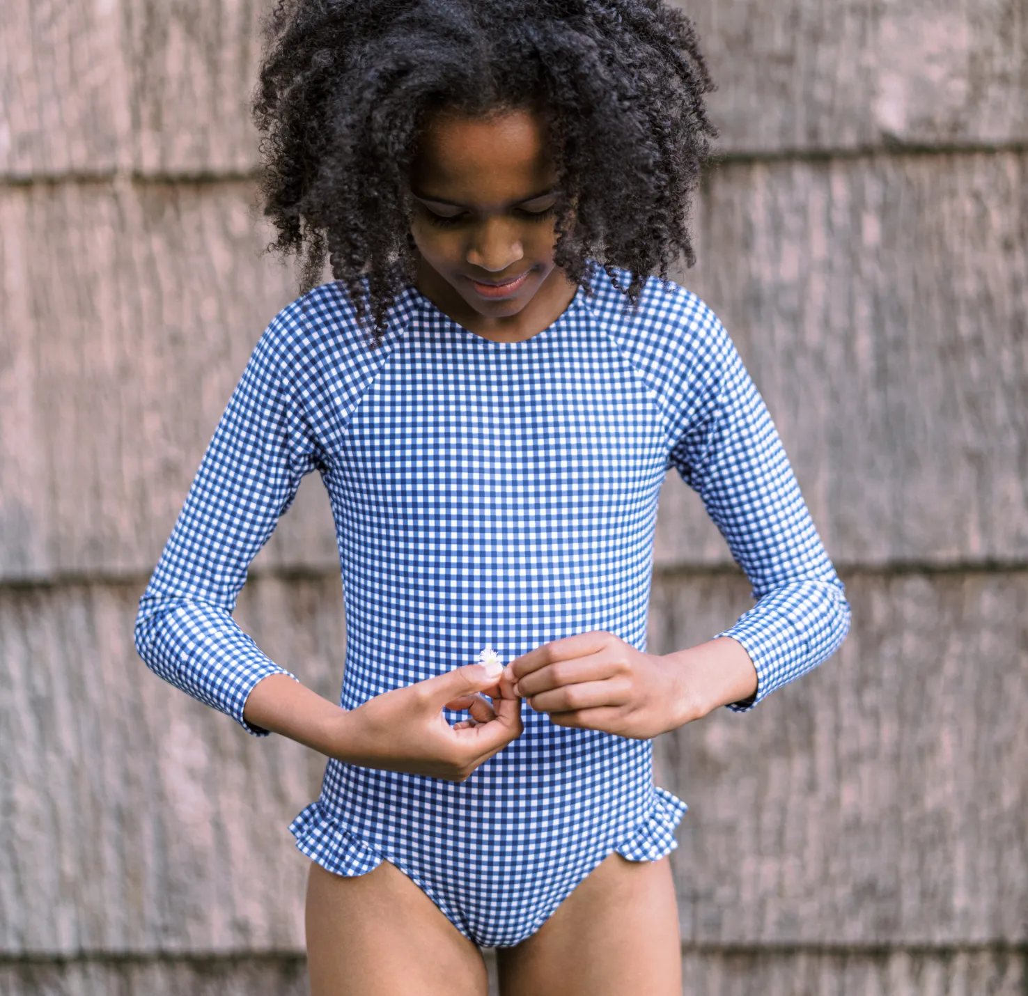 girls navy gingham rashguard one piece sold by minnow product image thumbnail 2