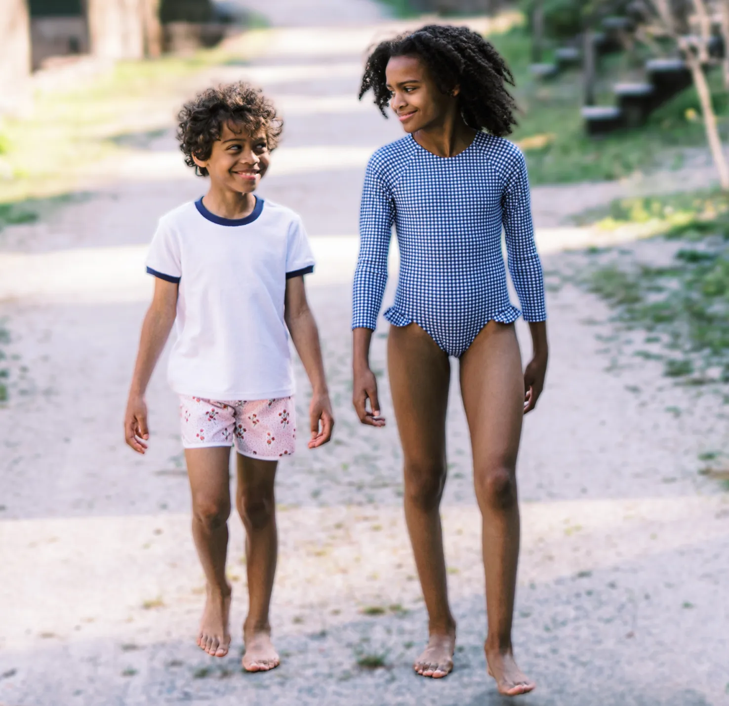 girls navy gingham rashguard one piece sold by minnow product image thumbnail 3