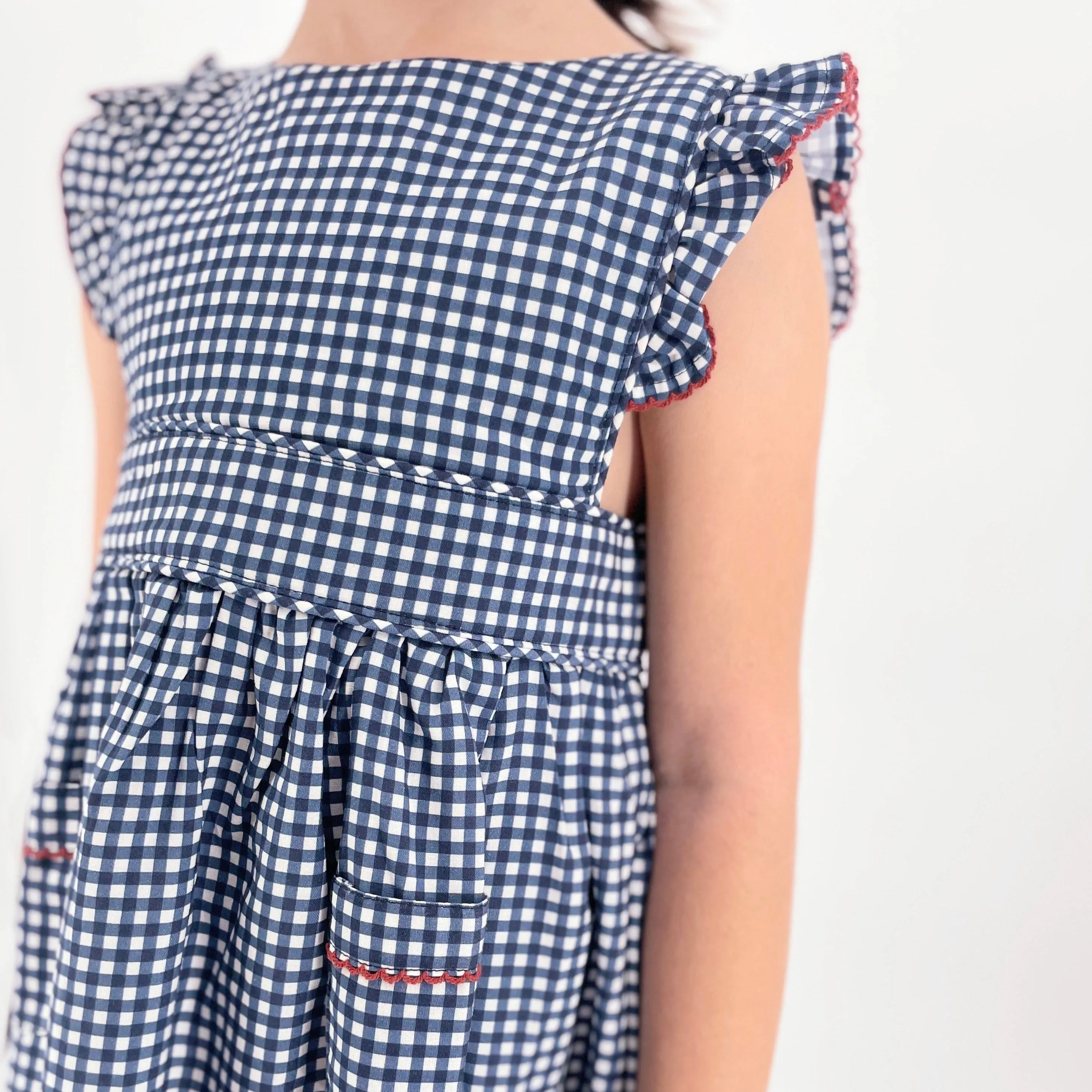 girls navy gingham pinafore dress sold by minnow product image thumbnail 4
