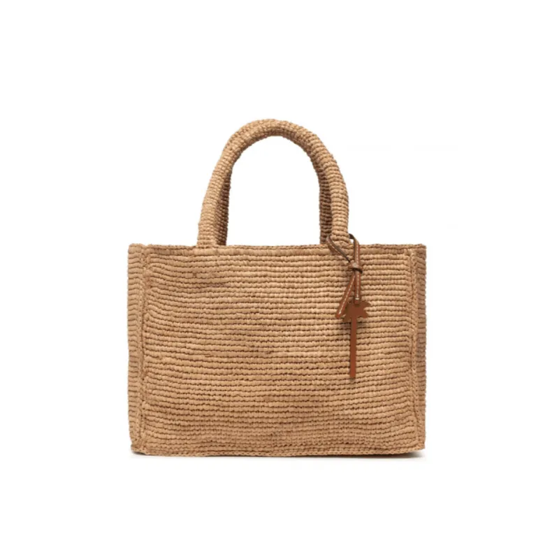 manebi small tan raffia sunset bag sold by minnow