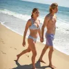 women's surfside blue crinkle gingham scoop neck bikini top sold by minnow