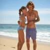 women's surfside blue crinkle gingham scoop neck bikini top sold by minnow