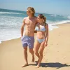women's surfside blue crinkle gingham scoop neck bikini top sold by minnow
