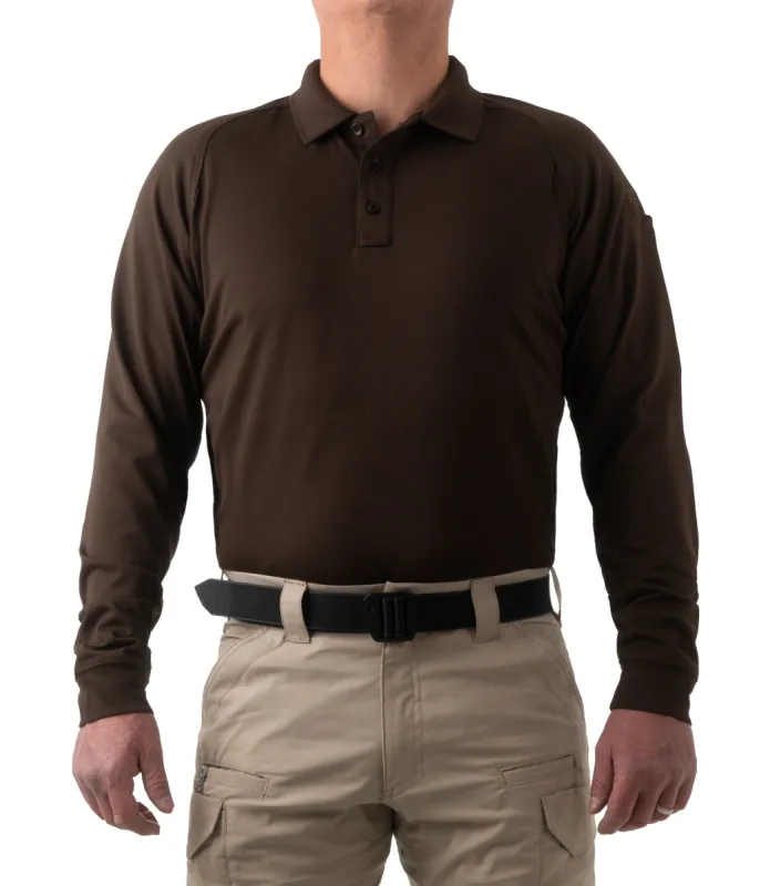 Men's Performance Long Sleeve Polo - Kodiak Brown sold by First Tactical