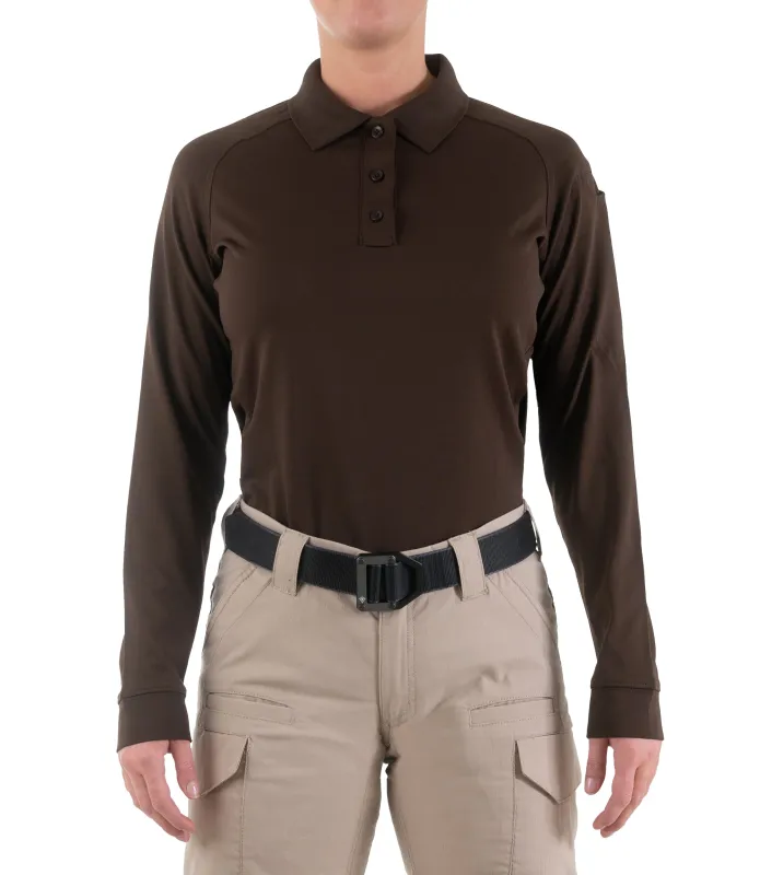 Women's Performance Long Sleeve Polo - Kodiak Brown sold by First Tactical