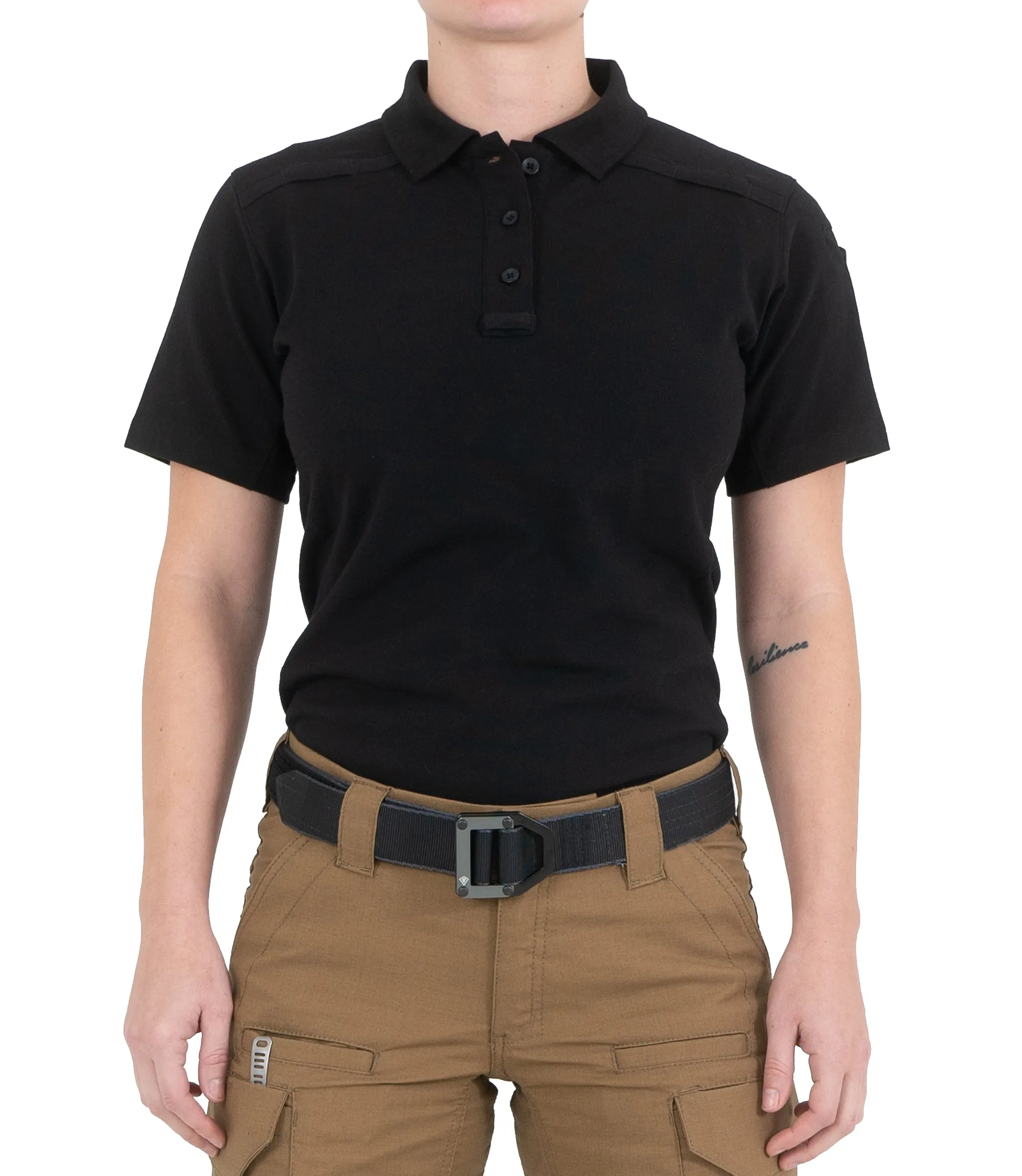 Women's Cotton Short Sleeve Polo - Heather Grey, Black, & Khaki sold by First Tactical product image thumbnail 5