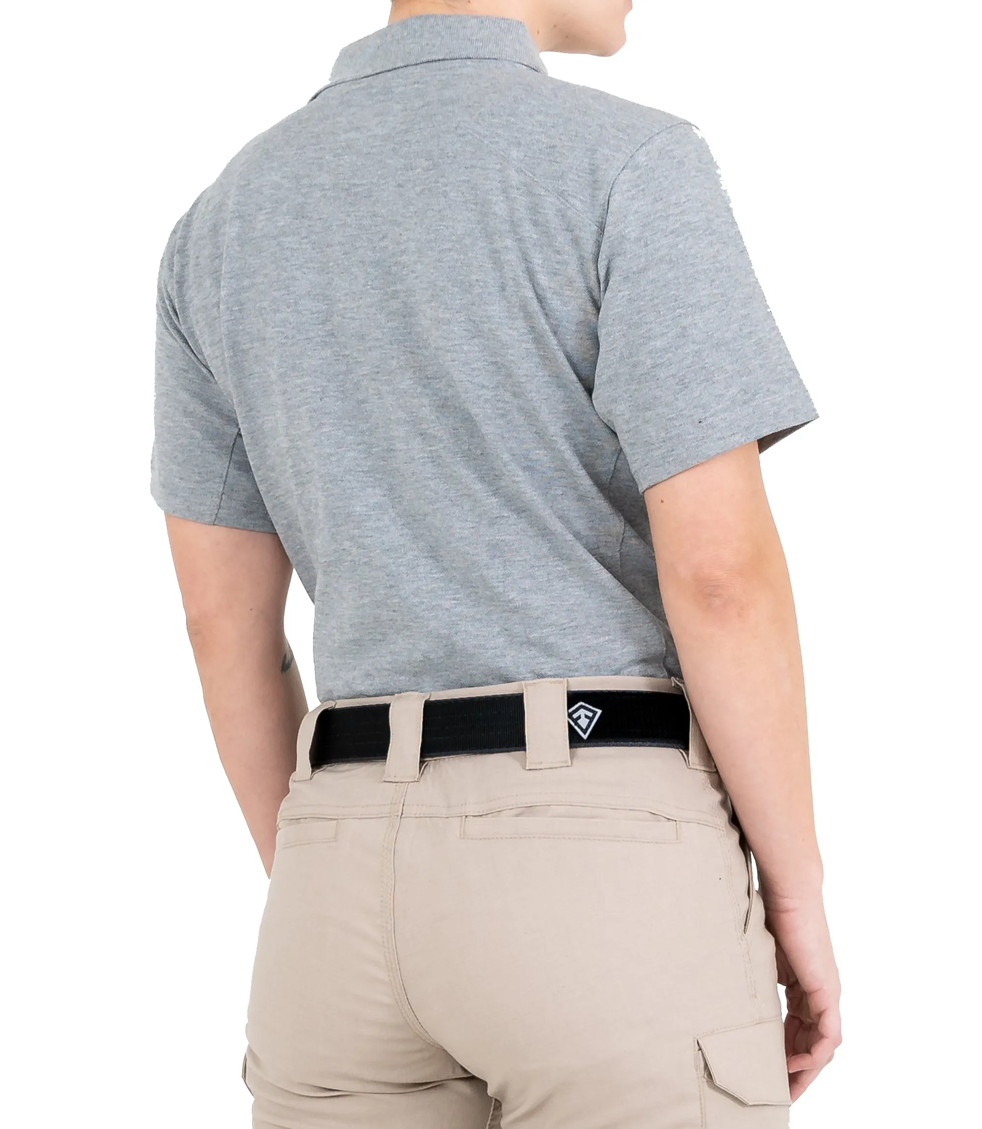 Women's Cotton Short Sleeve Polo - Heather Grey, Black, & Khaki sold by First Tactical product image thumbnail 4