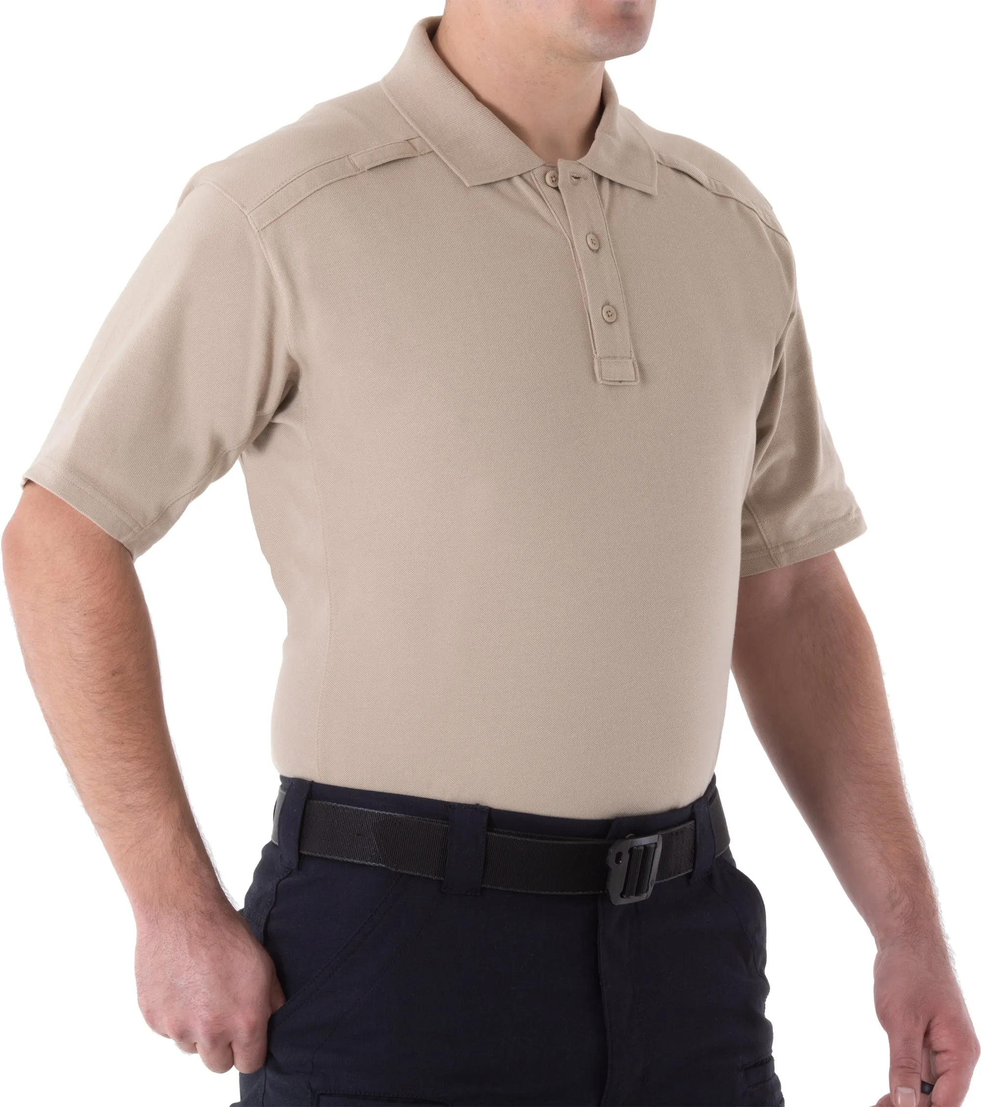 Men's Cotton Short Sleeve Polo - Khaki & Heather Grey sold by First Tactical product image thumbnail 3