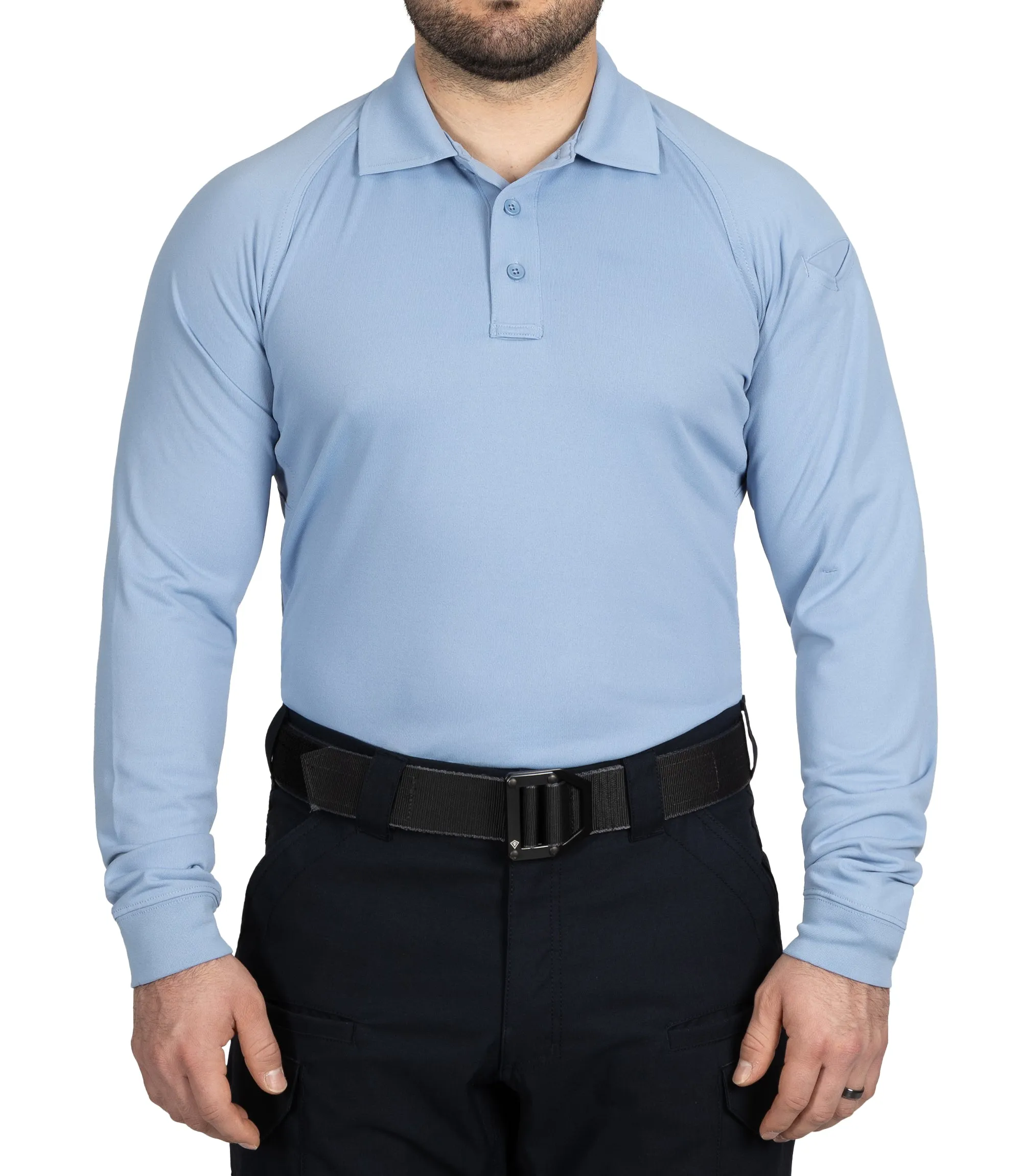 Men's Performance Long Sleeve Polo - Medium Blue sold by First Tactical