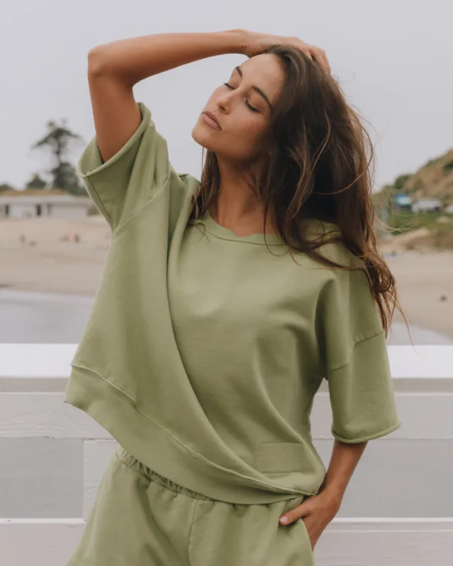 Cropped Sleeve Crew - Matcha sold by Daily Drills