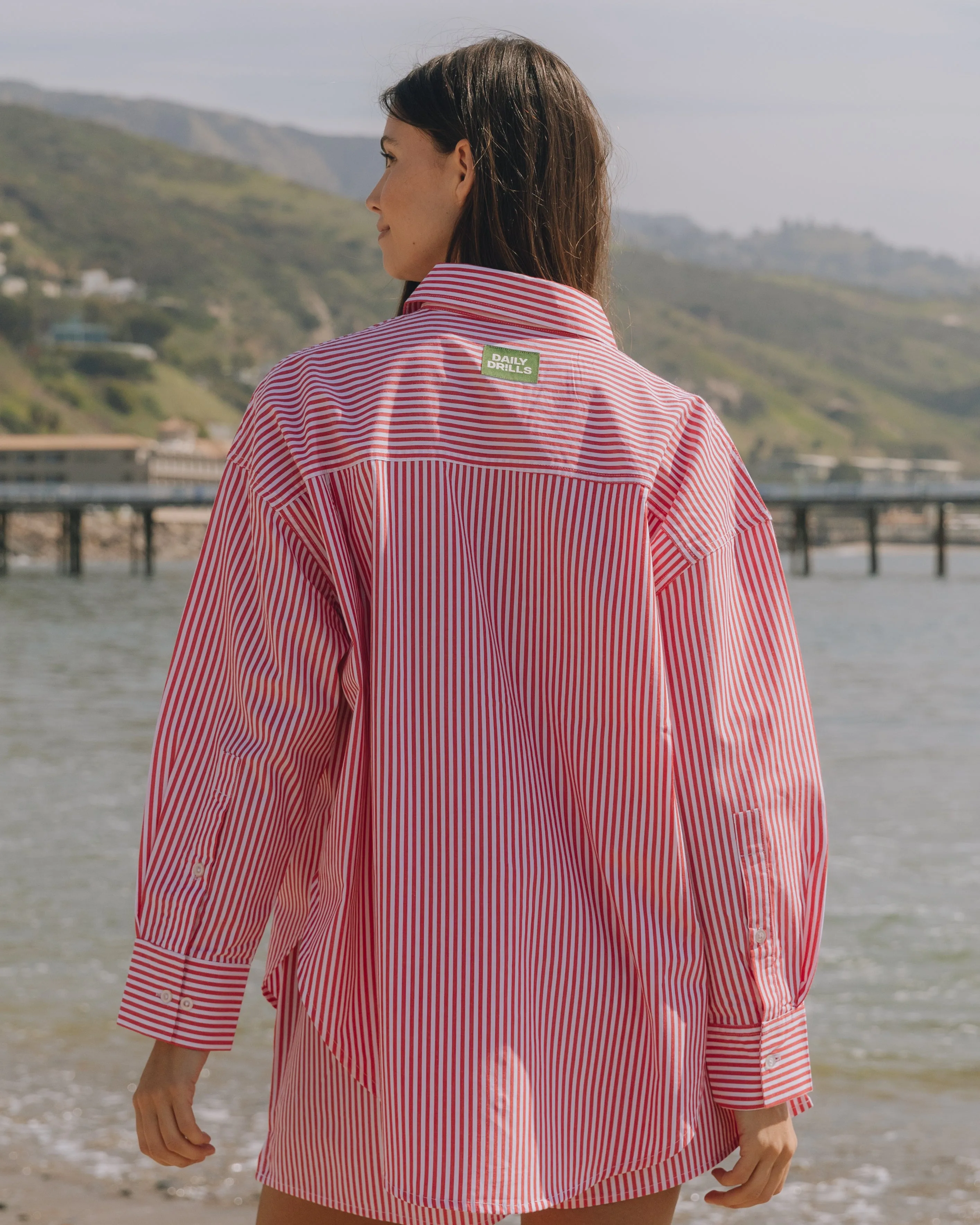 Poplin Button Down - Red/White Stripe sold by Daily Drills product image thumbnail 2