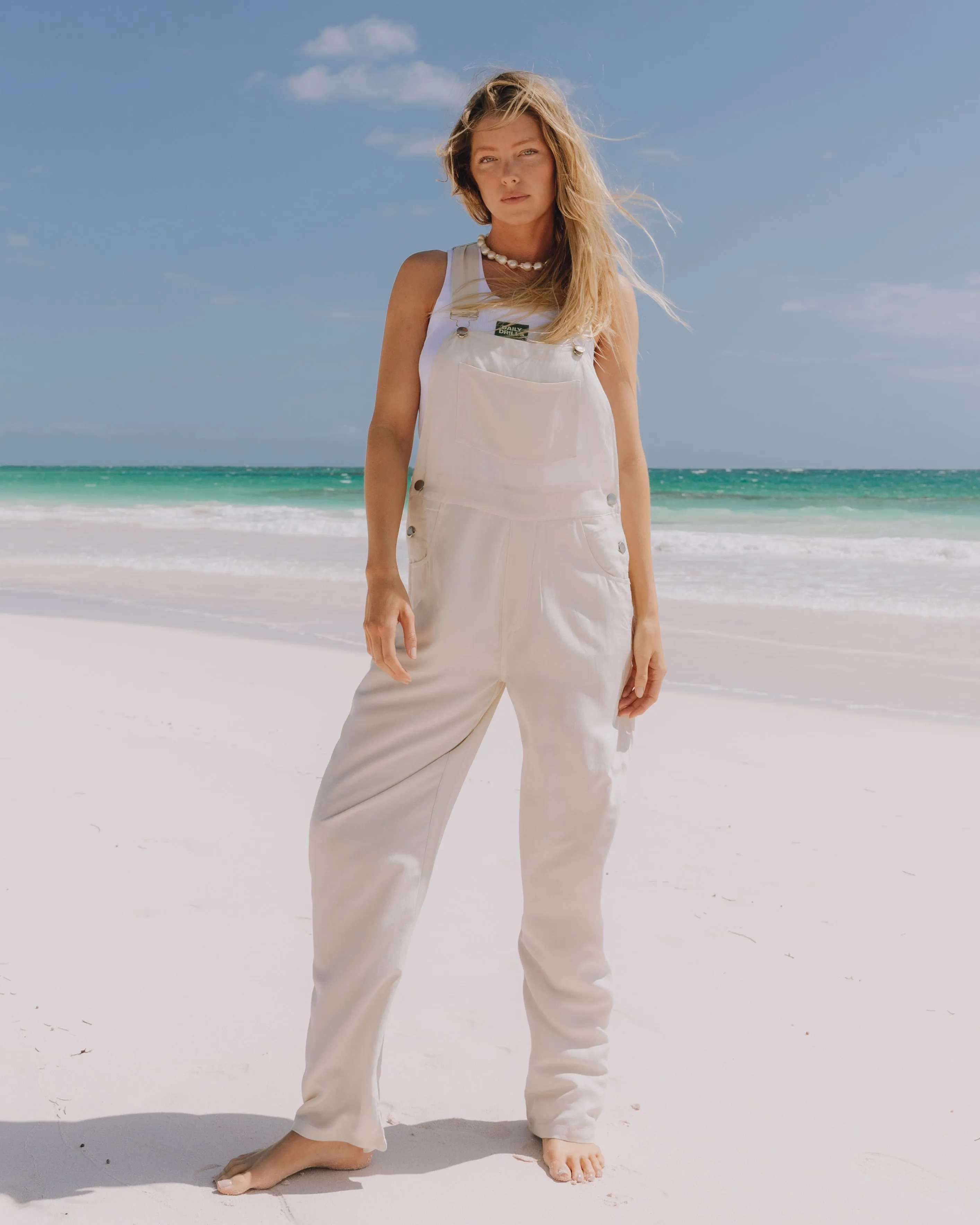 Linen Overalls - Cream sold by Daily Drills