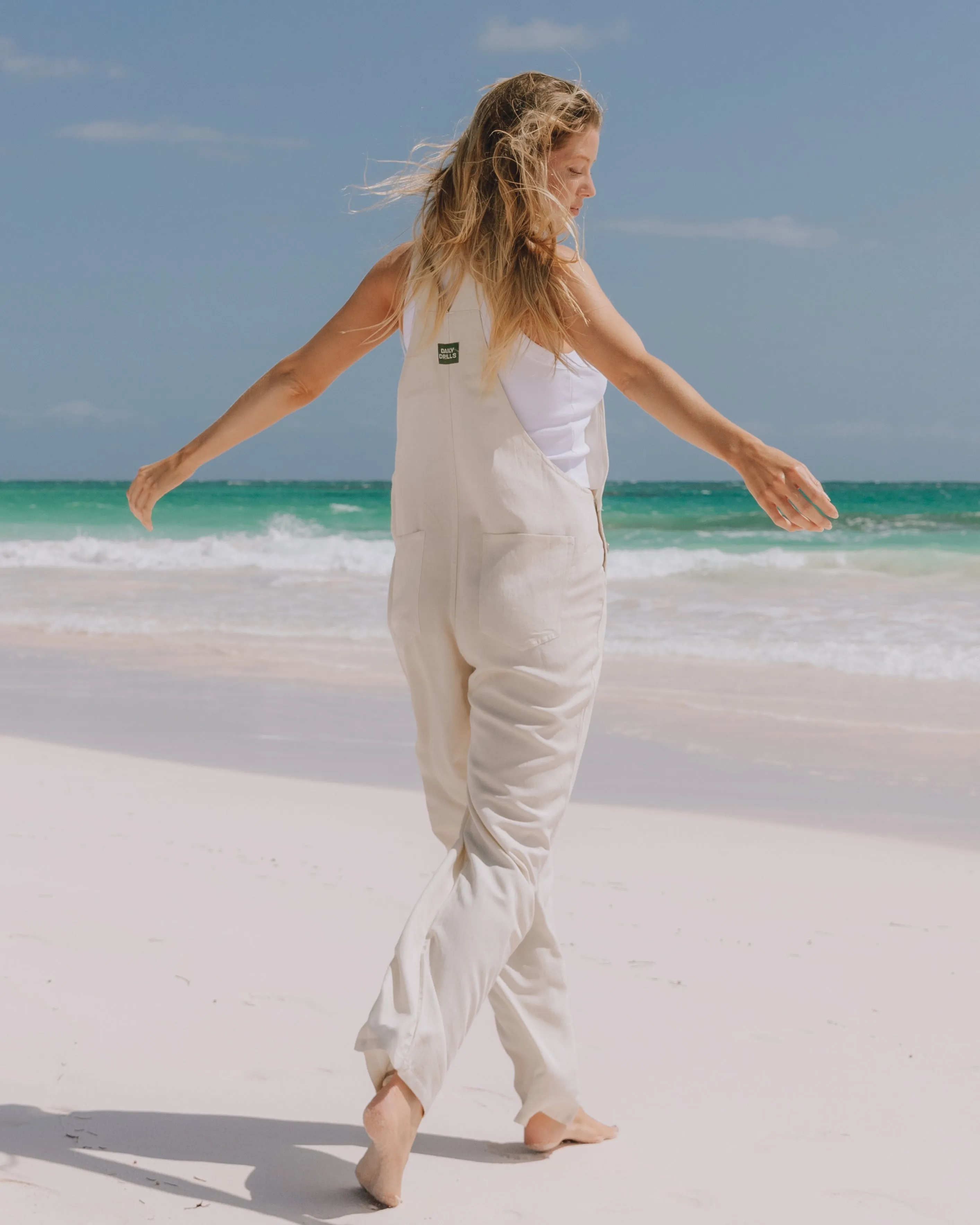 Linen Overalls - Cream sold by Daily Drills product image thumbnail 2