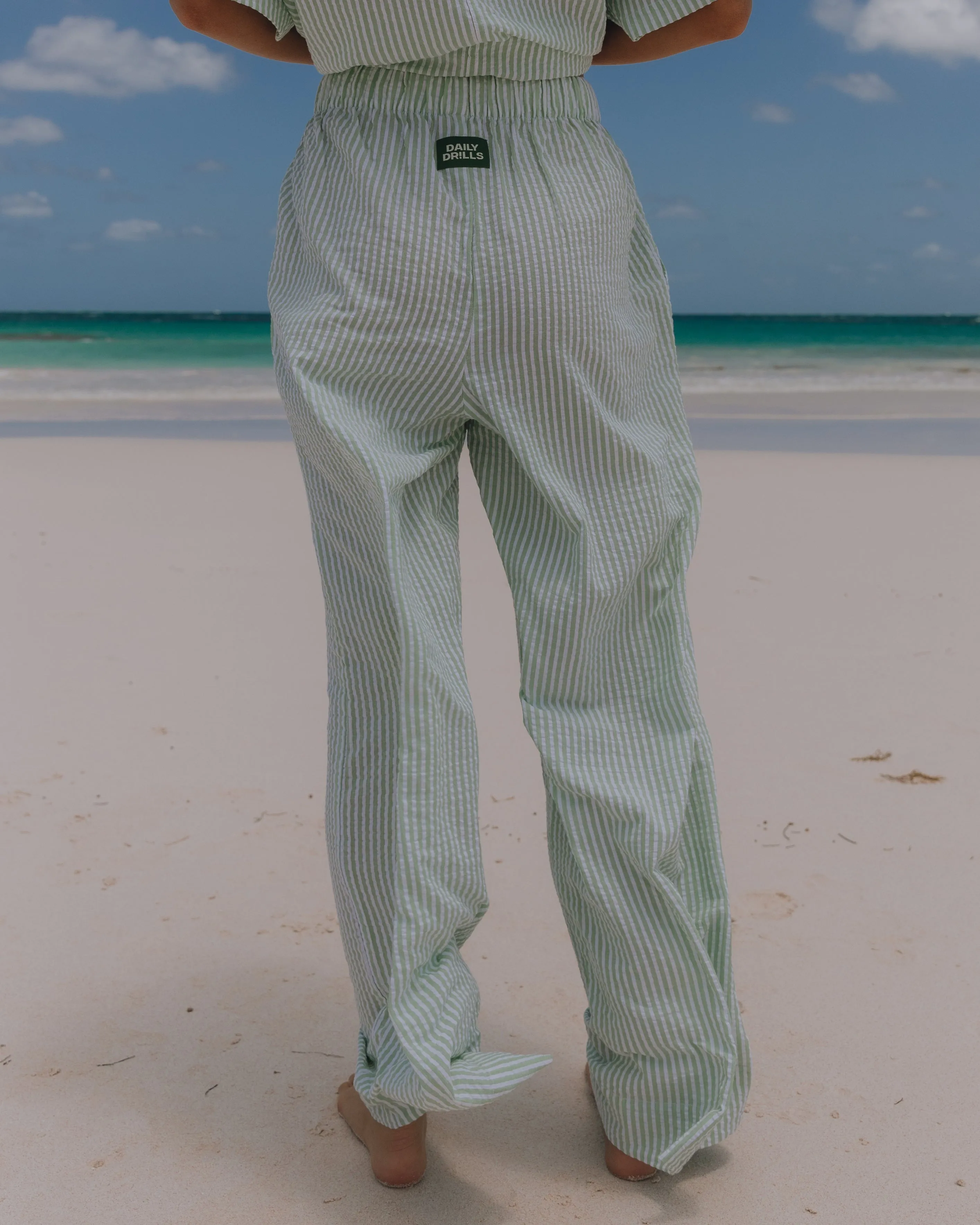 Seersucker Resort Pants - Light Green/White Stripe sold by Daily Drills product image thumbnail 2