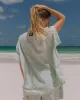 Seersucker Boxy Button Down - Light Green/White Stripe sold by Daily Drills