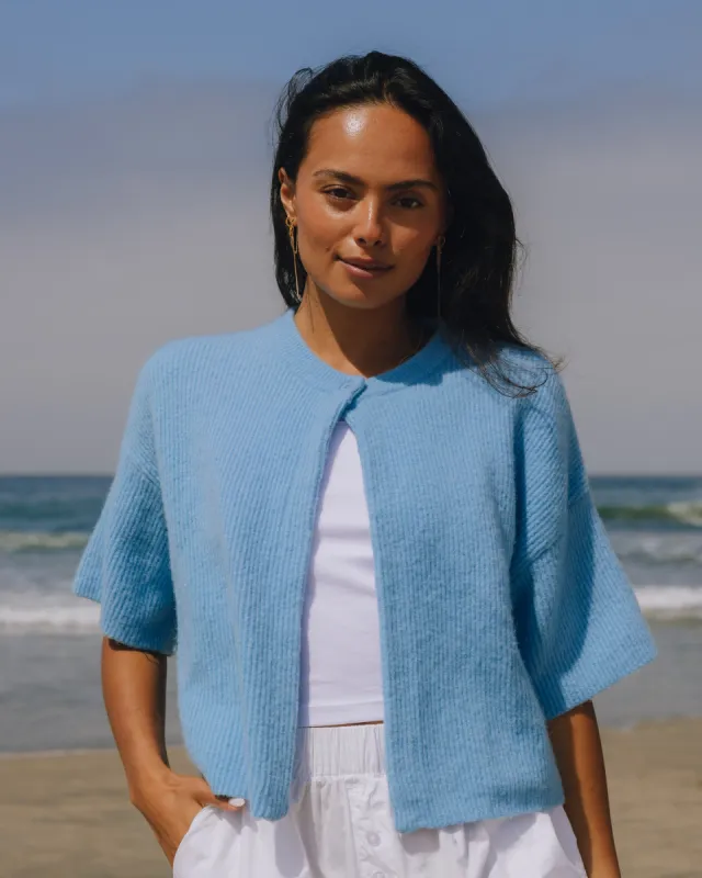 Single Button Sweater - Light Blue sold by Daily Drills