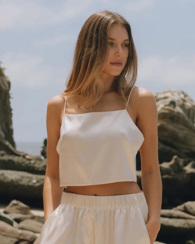 Silky Tie Tank - Champagne made by Daily Drills